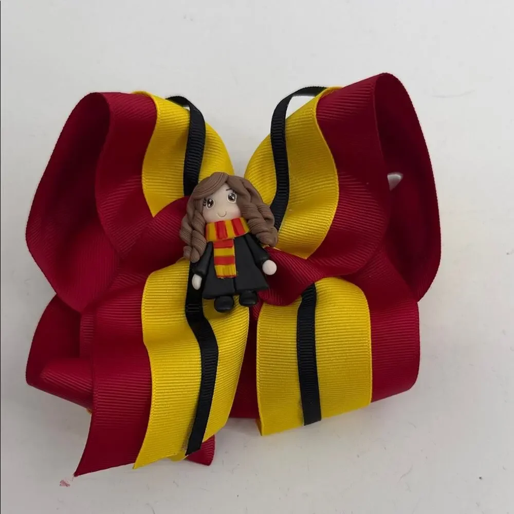 Handmade Harry Potter Gryffindor House Hermione Granger large ribbon hair bow